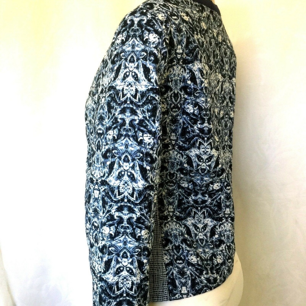 Nanette Lepore Blue Print Quilted Jacket Blazer M - Picture 3 of 7